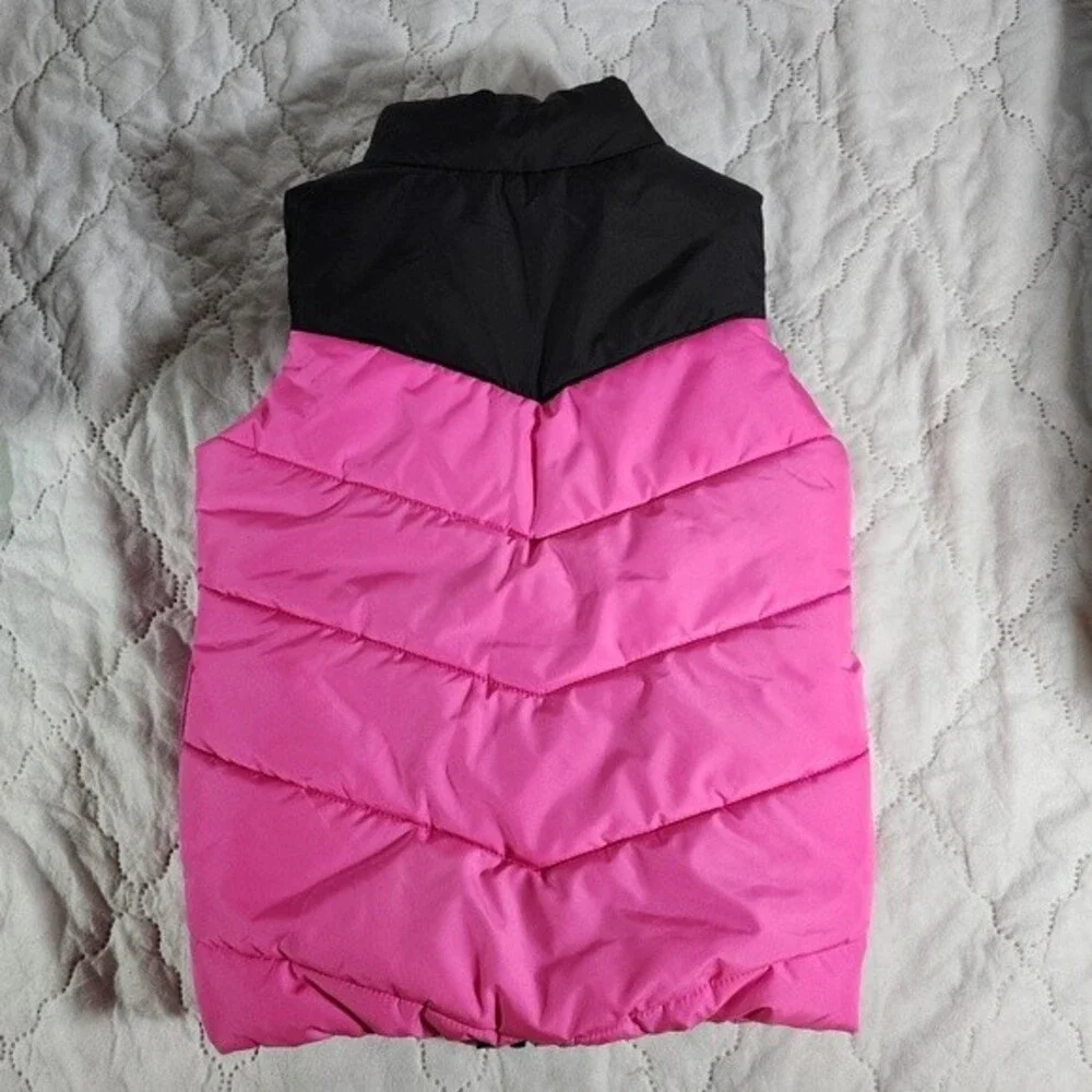 Puma pink black puffer vest winter sleeveless snow vest girls size xxs 3-4